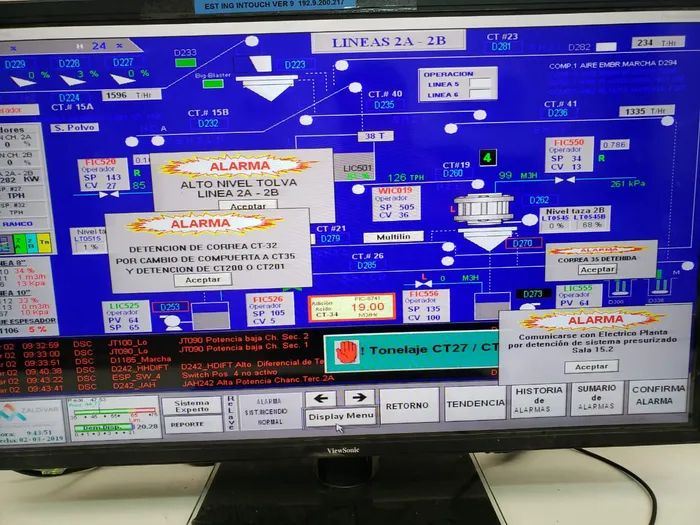 Pantalla HMI de control de proceso